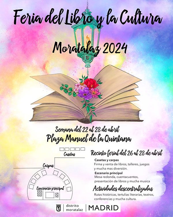 Cartel de la IV Feria del Libro y la Cultura Moratalaz 2024