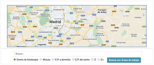 Mapa de la Guía de Centros especializados de Fisioterapia Neurológica