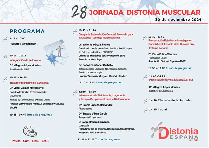 Programa de la 28 Jornada sobre Distonía 2024